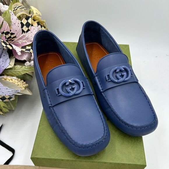 Gucci Other - Men’s Gucci interlocking GG leather driver loafers size 12 made in Italy